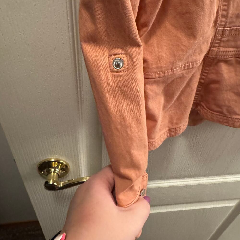 White House Black Market Cropped Military Jacket Coral Pink Women's 4 - Picture 7 of 8
